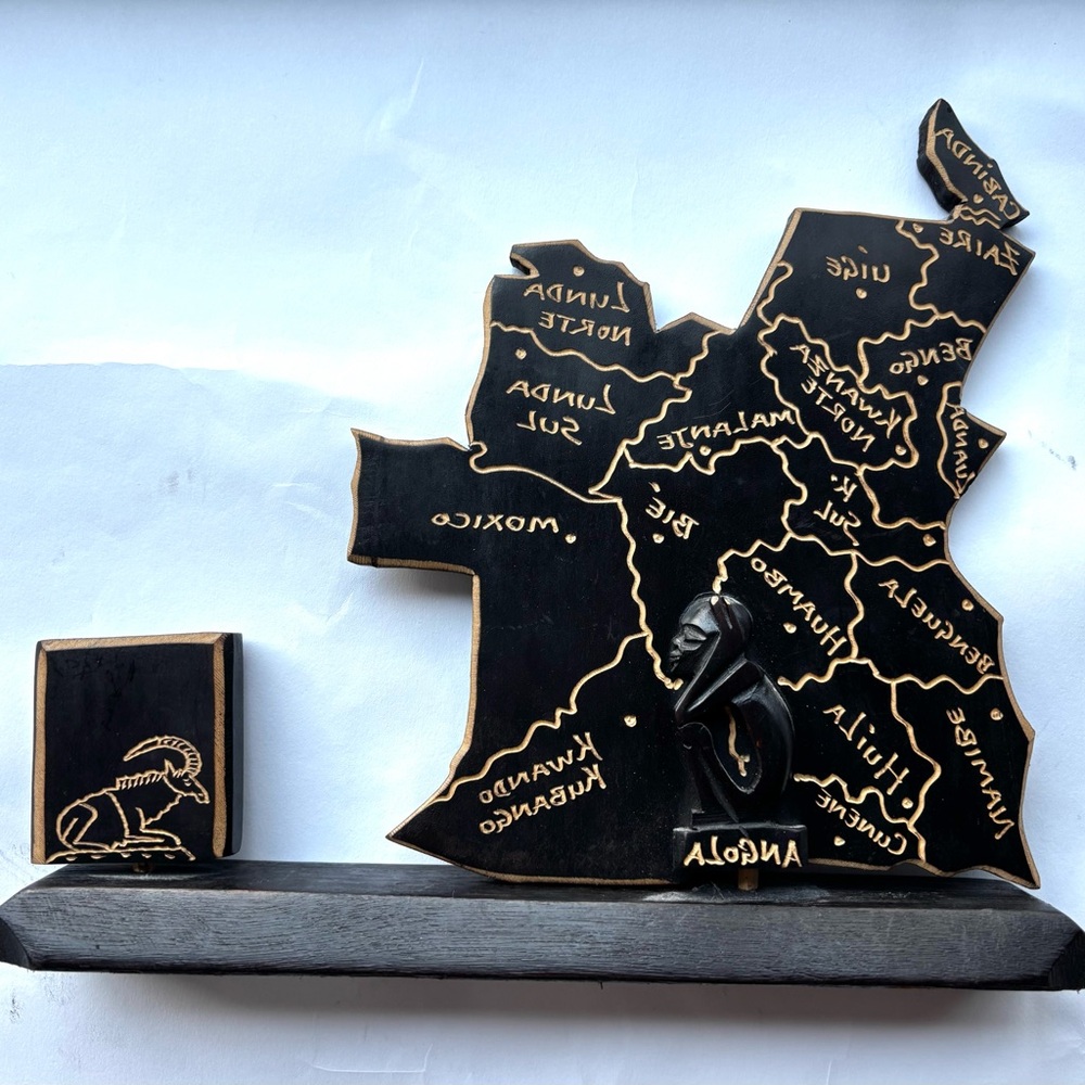 Black and Gold Africa Angola   Map Art